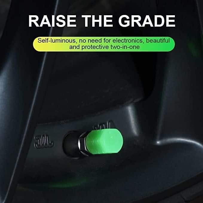 Dexoo Valve Caps Car/Bike Wheel Tire Rim Air Valve Cap Radium (Pack of 4)