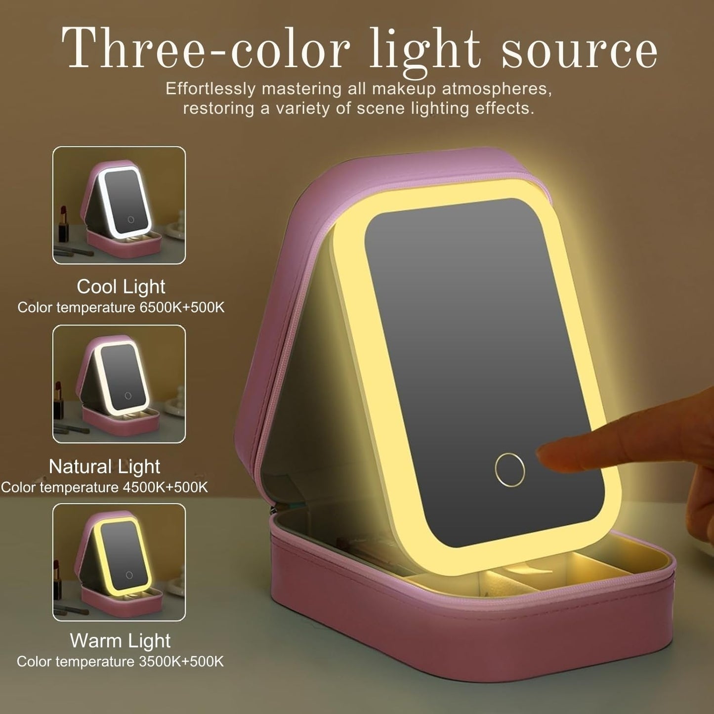 Portable LED Makeup Mirror Storage Box