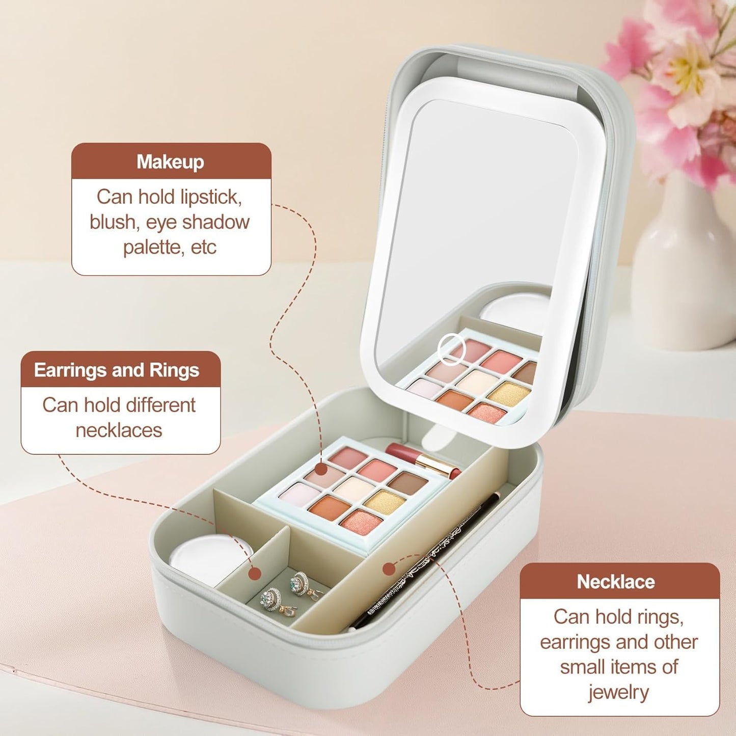 Portable LED Makeup Mirror Storage Box
