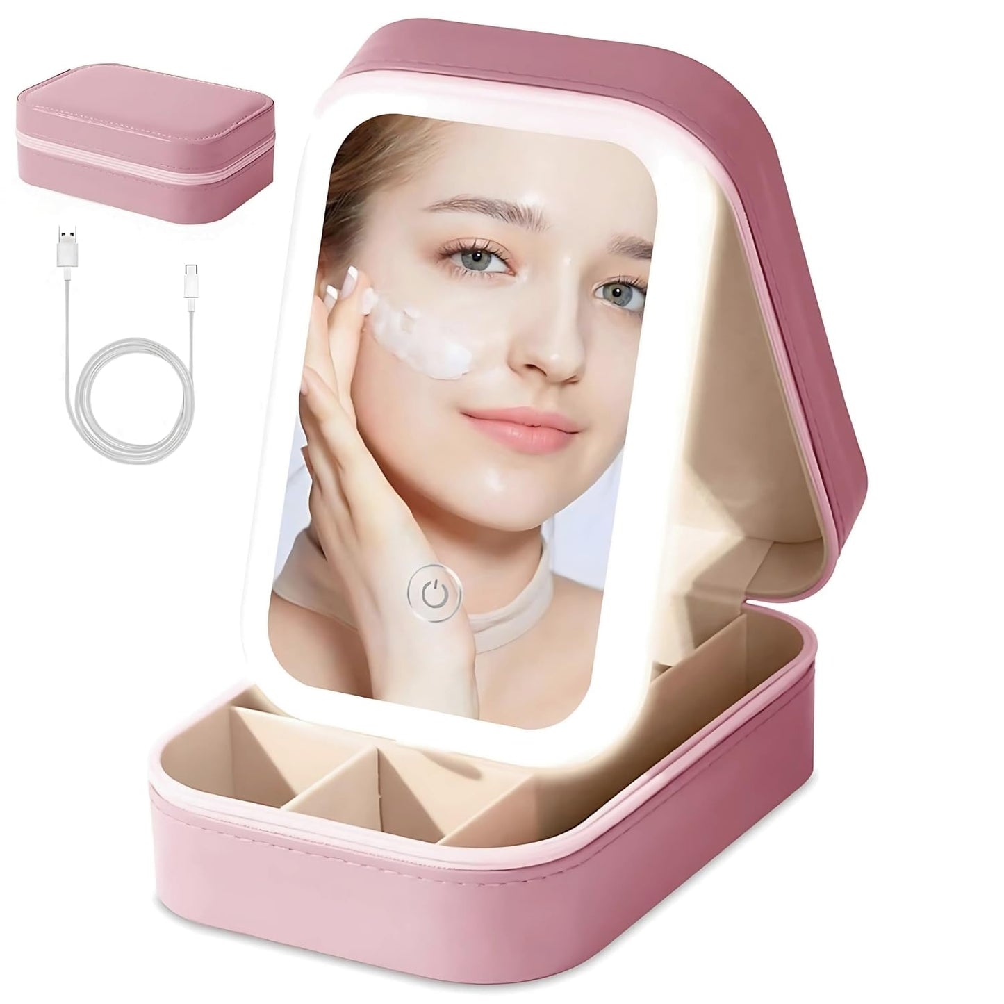 Portable LED Makeup Mirror Storage Box