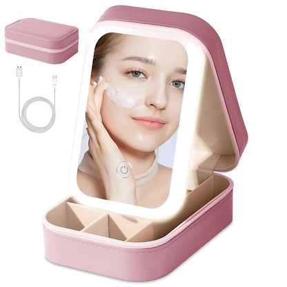 Portable LED Makeup Mirror Storage Box