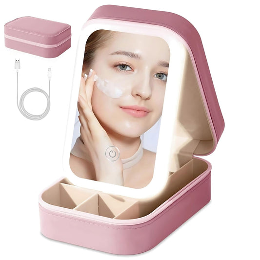 Portable LED Makeup Mirror Storage Box