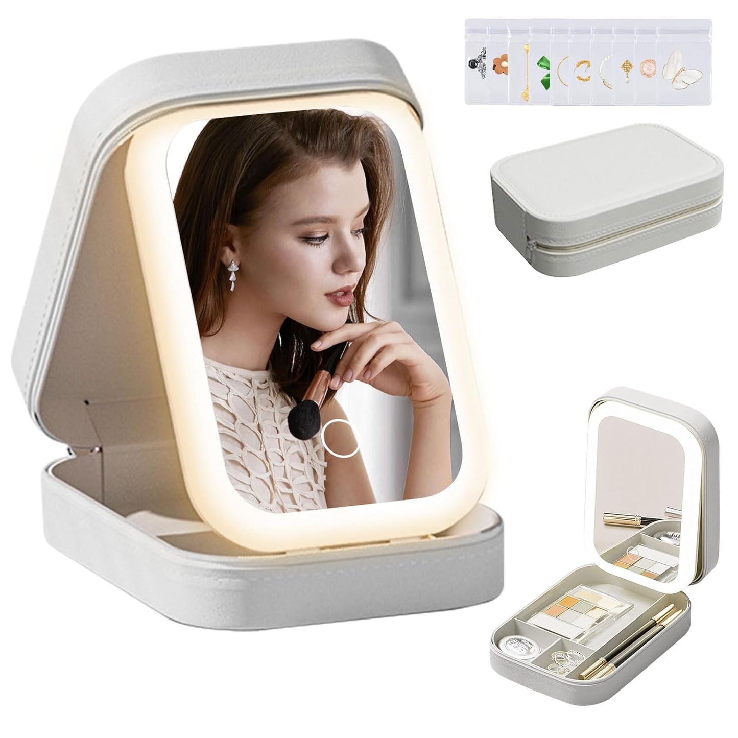 Portable LED Makeup Mirror Storage Box