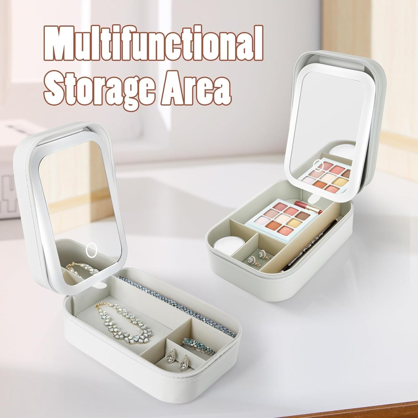 Portable LED Makeup Mirror Storage Box