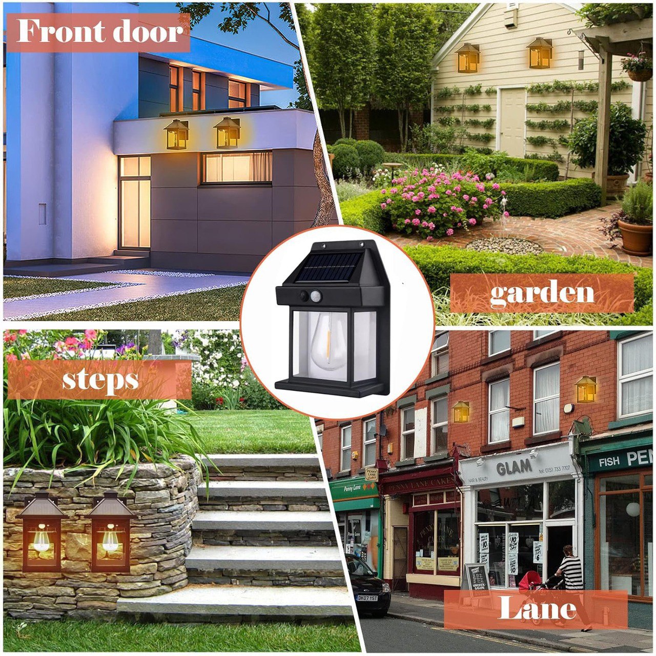Solar Motion Sensor Wall Lantern Light