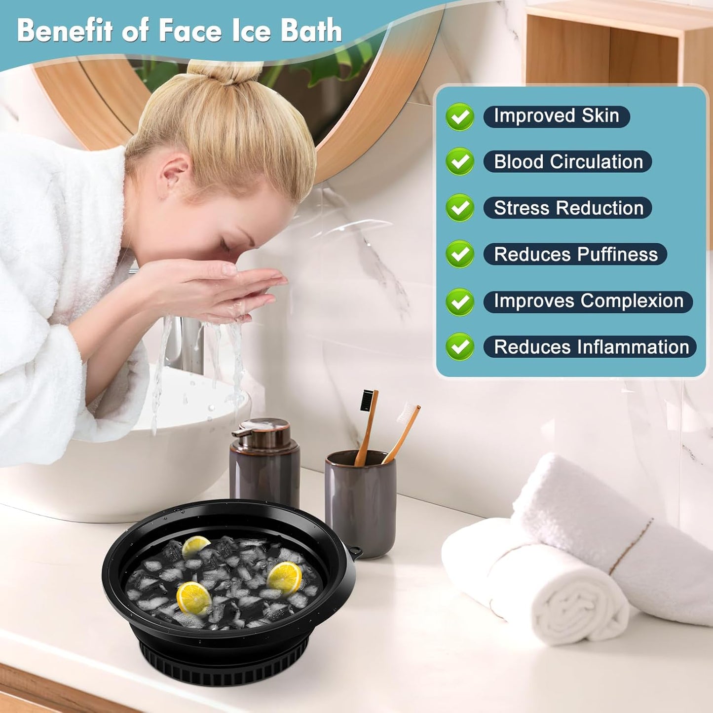 Face Ice Bath Bowl with Built-in Ice Tray