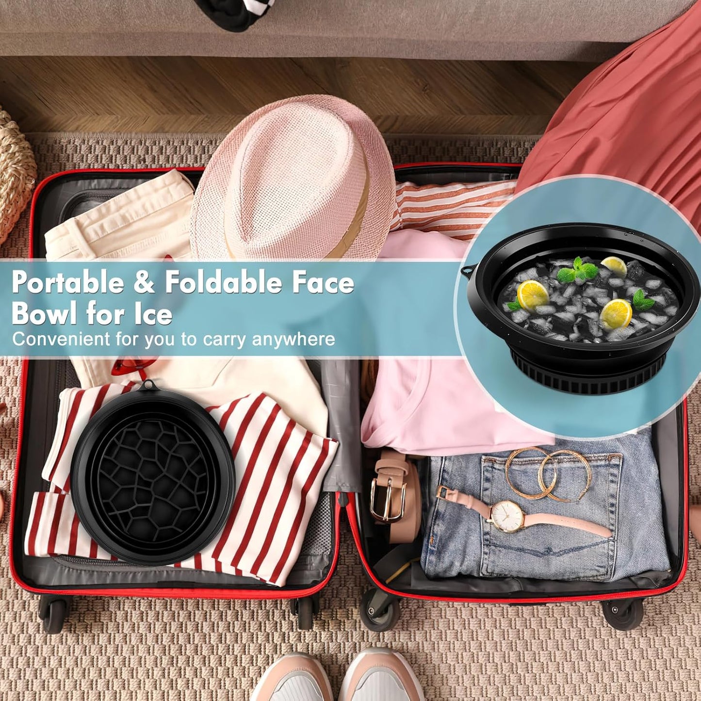 Face Ice Bath Bowl with Built-in Ice Tray