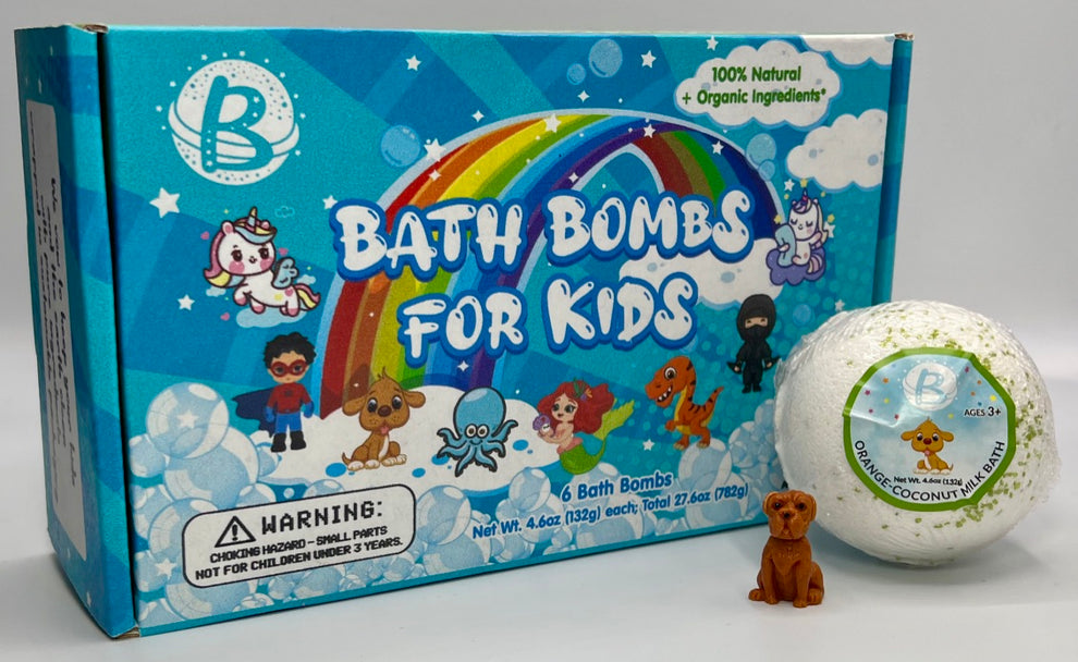 Bath bomb for kids with toys