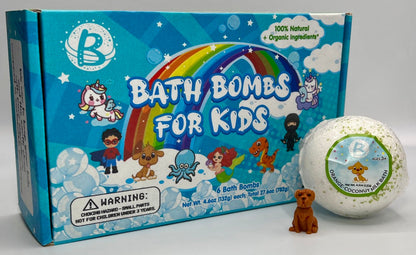 Bath bomb for kids with toys