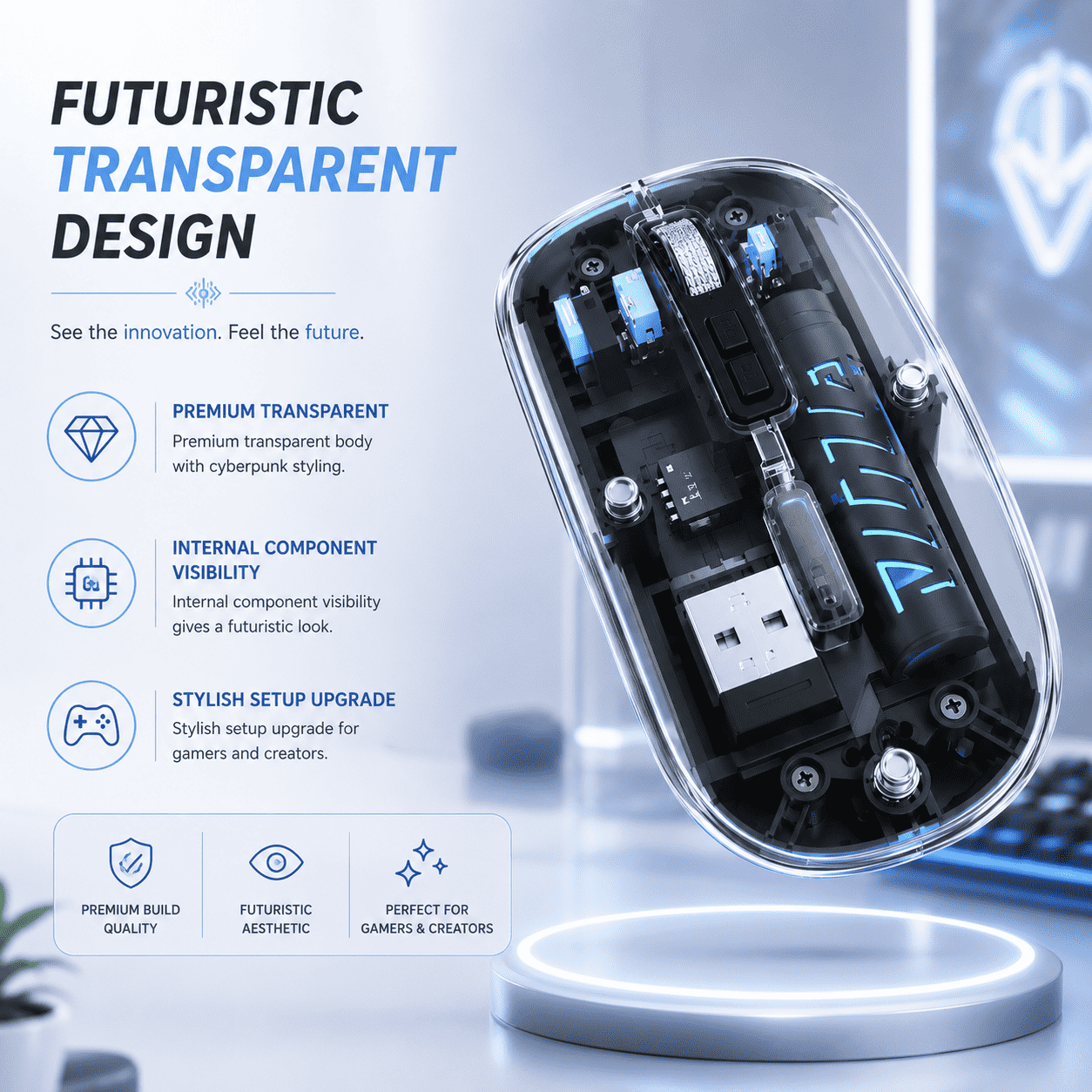 Transparent Wireless Gaming Mouse