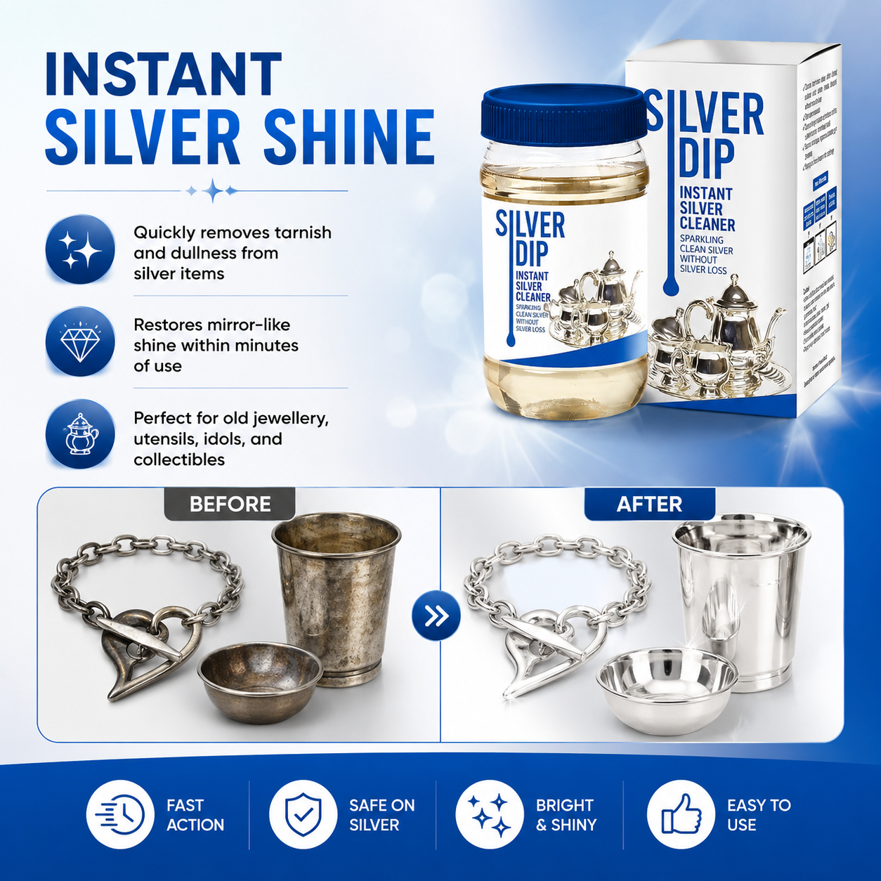 Silver Dip Instant Silver Cleaner, Professional Silver Polish Solution