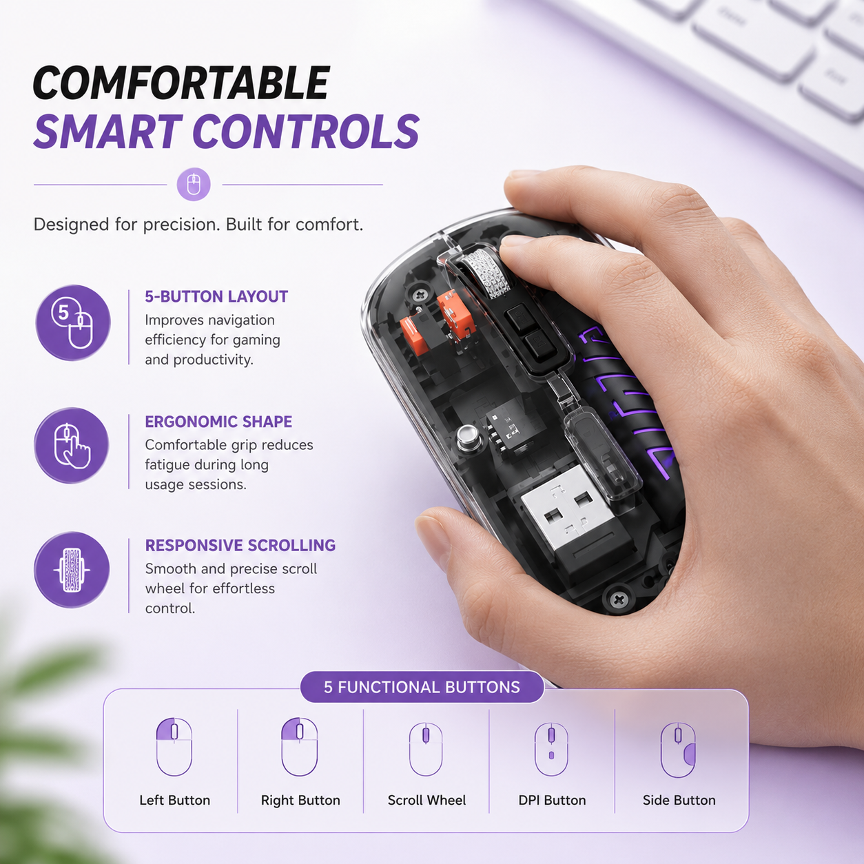 Transparent Wireless Gaming Mouse