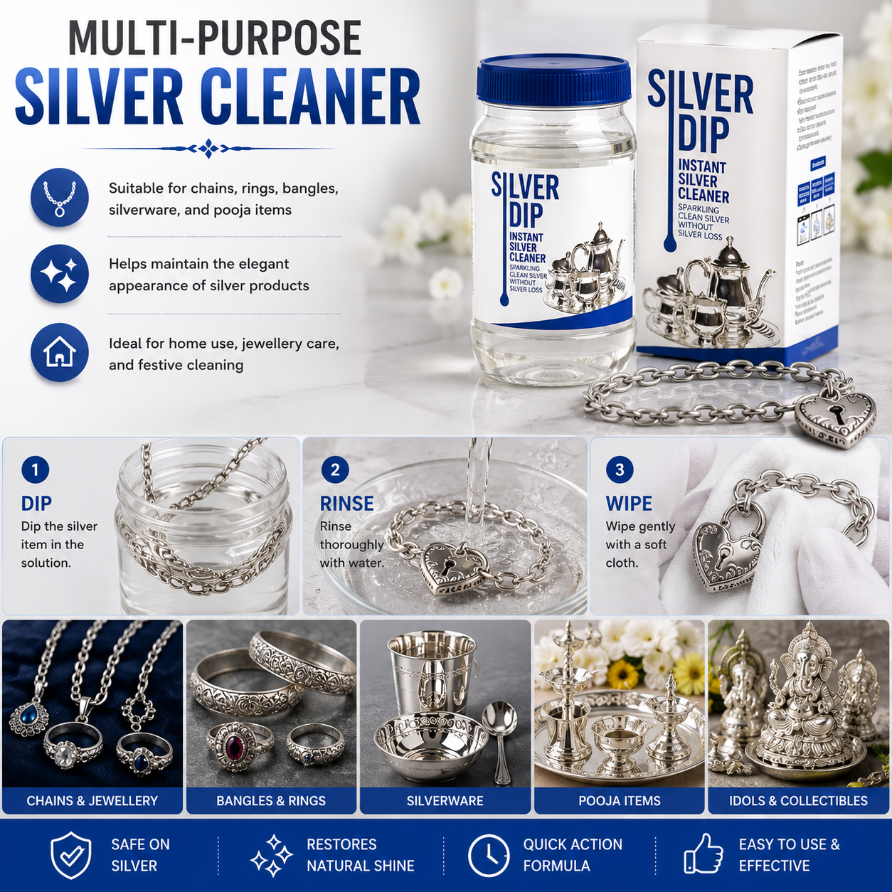 Silver Dip Instant Silver Cleaner, Professional Silver Polish Solution